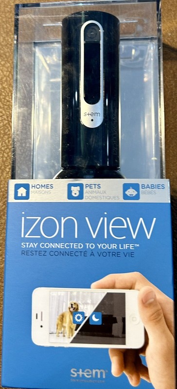 IZON Stem Black Wi-fi Night Vision Video Monitor Surveillance IOS & Android, New