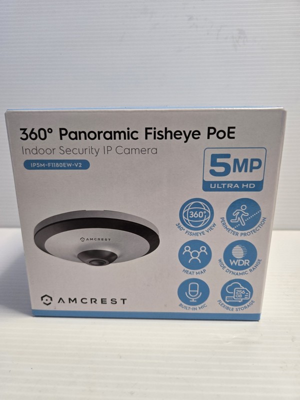 Amcrest IP5M-F1180EW-V2 5MP 360° Panoramic Fisheye PoE Indoor IP Camera New