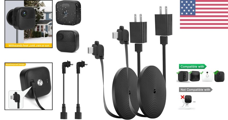 10ft Waterproof Power Cord for Blink Outdoor Cameras - Continuous Power Supply gallery