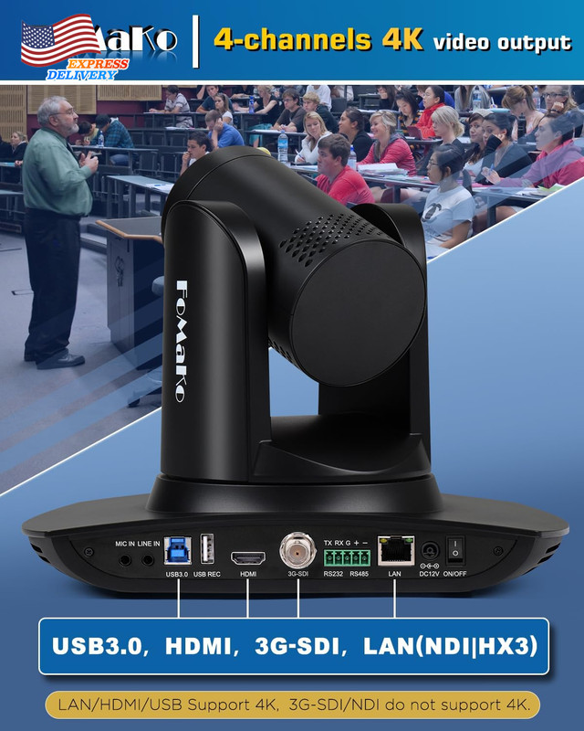 K30NS 4K 30X Optical Zoom PTZ Camera with NDI 6 & NDI HX3 AI Auto-Tracking Gen 3 gallery