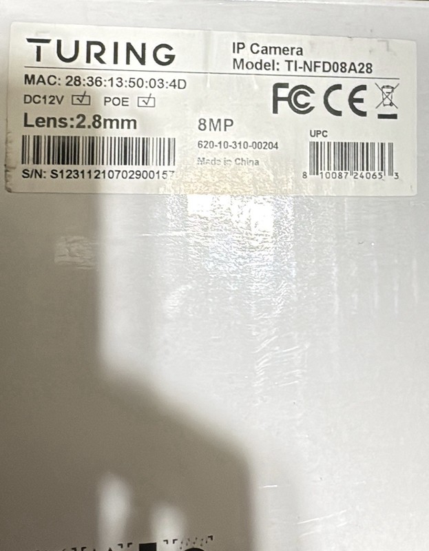 Turing TI-NFD08A28 8MP Dome IP Camera 2.8mm Lens Outdoor/Indoor White gallery