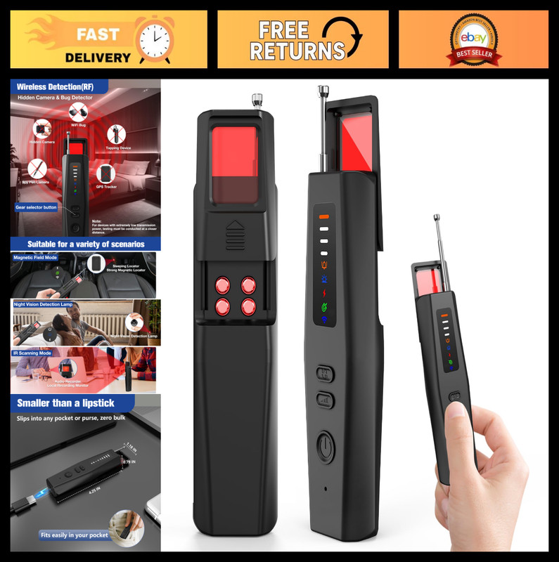Wireless RF Signal Scanner & Hidden Camera Detector – Portable Anti-Spy Finder f