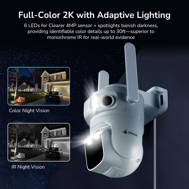 Triple Lens 2K Wireless Security Camera Outdoor, 24/7 Record, 360° PTZ, Auto ... gallery