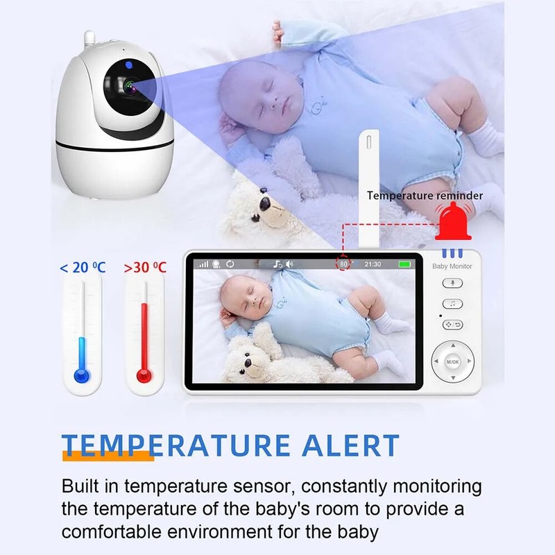 5 Inch Video Baby Monitor Camera PTZ Temperature Sensor Security Surveillances gallery