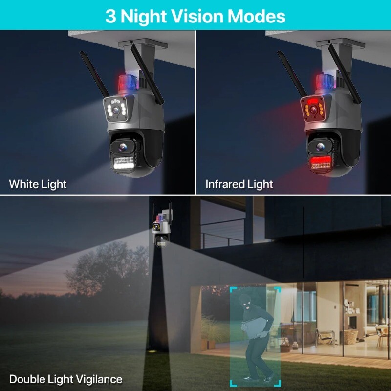 8MP PTZ WiFi Camera Dual Screen Color Night Vision Outdoor Security CCTV Camera gallery