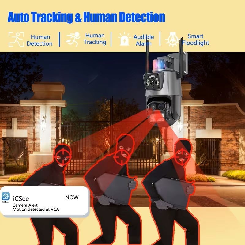 HD 9MP Double Lens PTZ WIFI Home Security Camera CCTV 2 Way Audio PIR Detection gallery