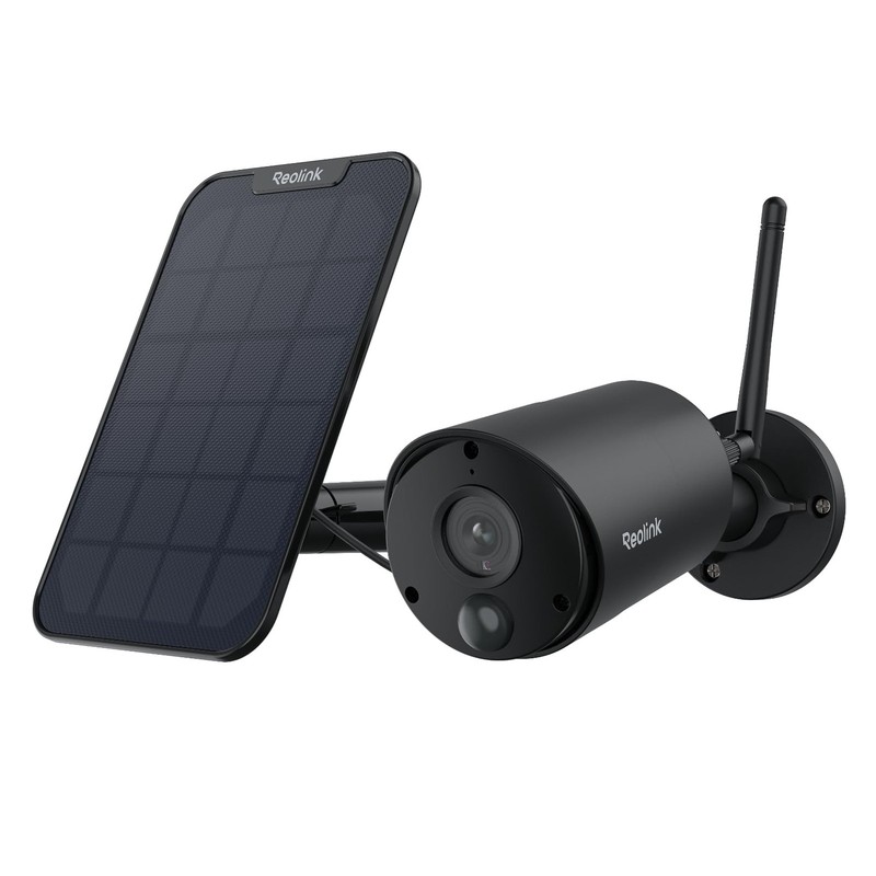 Argus Eco Black+Solar Panel 2K 5MP Solar Security Camera Outdoor for Home Sur…