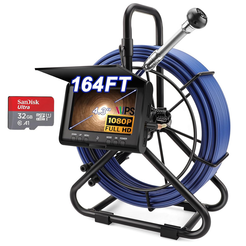 Sewer Camera W/Dvr Function, 4.3″ HD 1080P Screen Pipeline Inspection Camera, IP