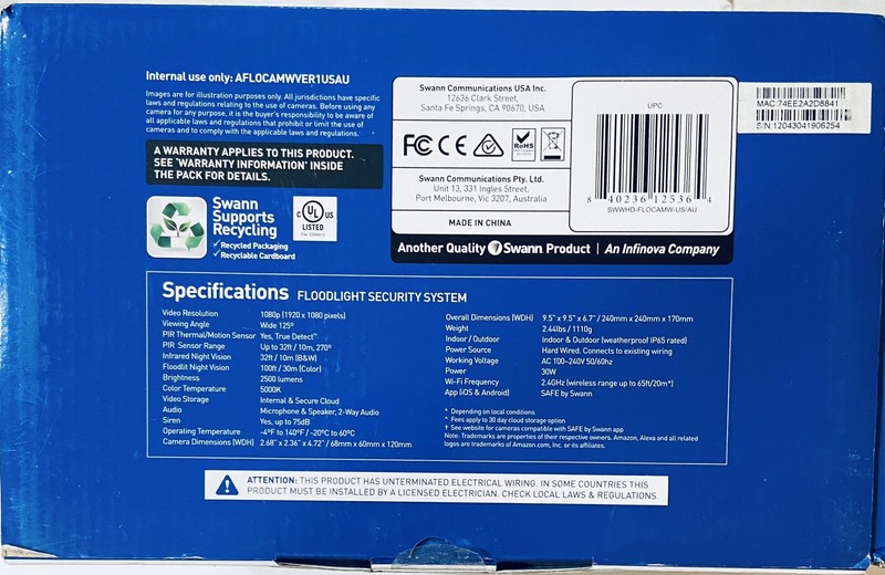 Swann SWWHD-FLOCAMW 1080p Outdoor Wi-Fi Floodlight Security Camera BRAND NEW gallery
