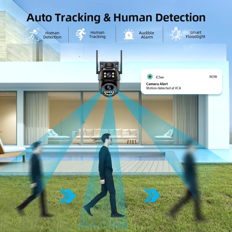 4K Security Camera, New AI Tracking, 8MP Wi-Fi PTZ Outdoor Dual Lens Dual Screen gallery