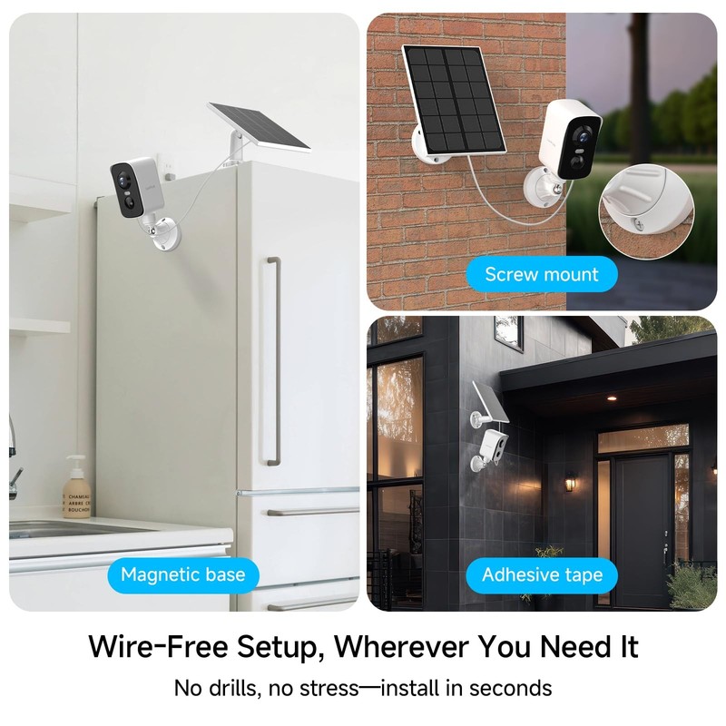 Arenti Solar Camera Outdoor Wireless, 3MP 2K with 340° Pan, PIR Detection, Co... gallery
