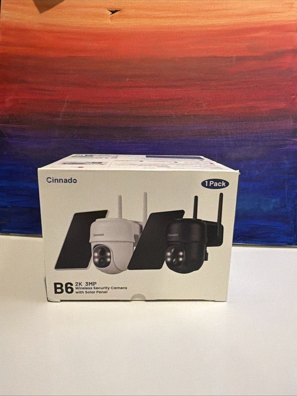 Cinnado B6 White 2K Wireless Security Camera Security W/ Solar Panel 1 Pack. NEW