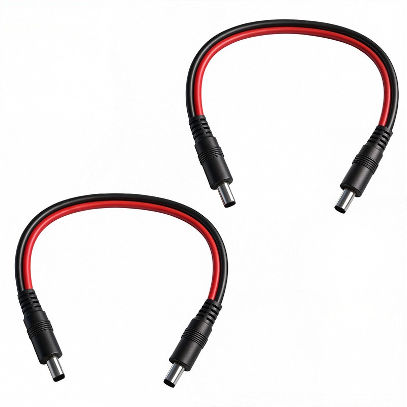 1FT 5.5mm x 2.1mm 14AWG Male to Connector Cable DC Power 1FT, Black 2pcs