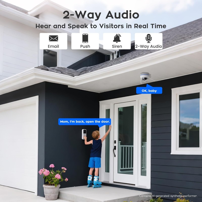 AI Tracking 2K HD Metal Dome PTZ Security Camera, WiFi 6 Dual Band Wireless, ... gallery