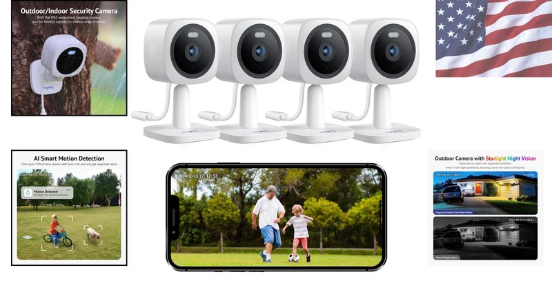 Smart 2K Cameras for Home Security - Starlight Night Vision & Alexa Compatible gallery