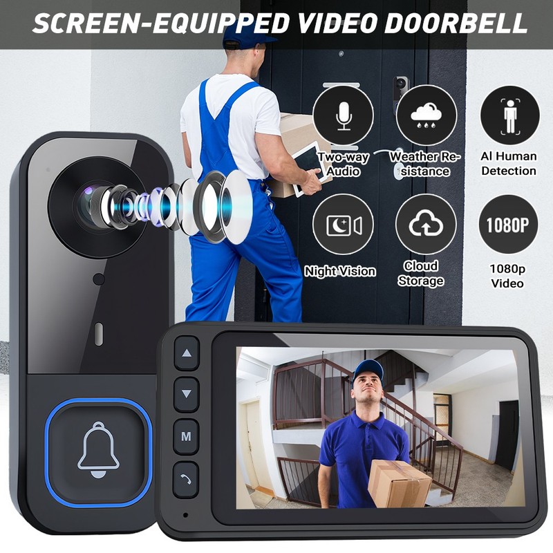 Wireless Video Camera Doorbell Monitor 2‑Way Talk Local Record for Home Security gallery