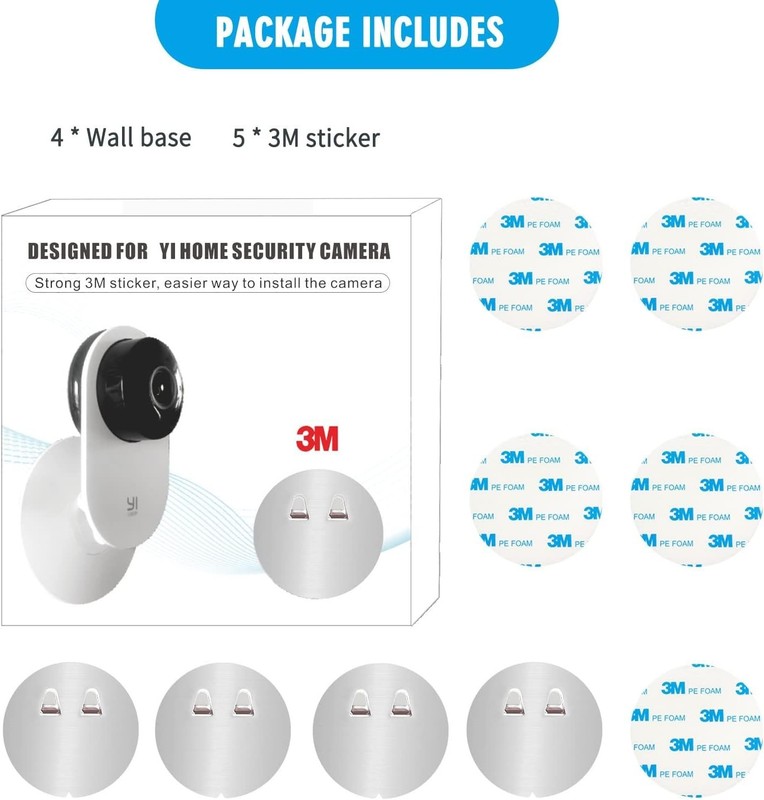 Versatile 4-Pack Wall Mounts for Yi Cameras - No Punching Installation Required gallery