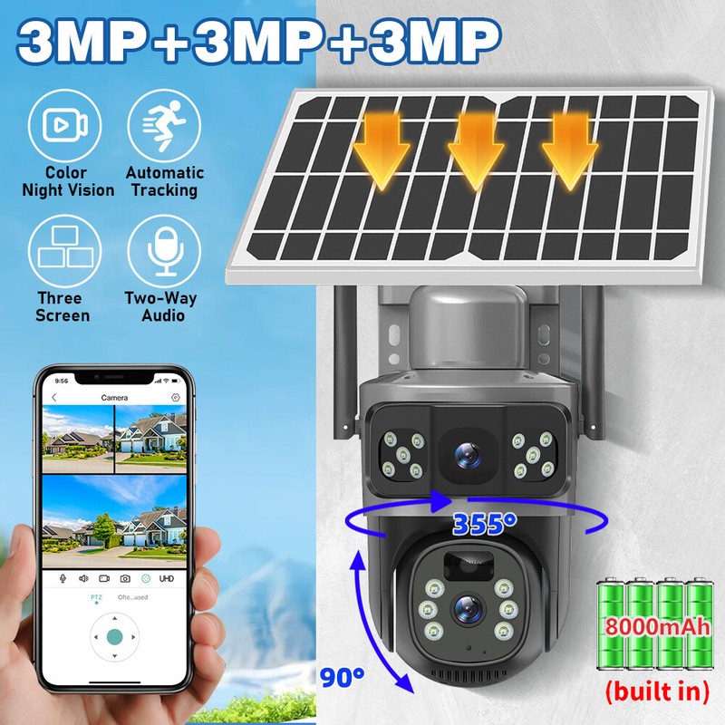Camara De Seguridad Solar Inalambricas Para Exterior Con Vision Nocturna y Audio