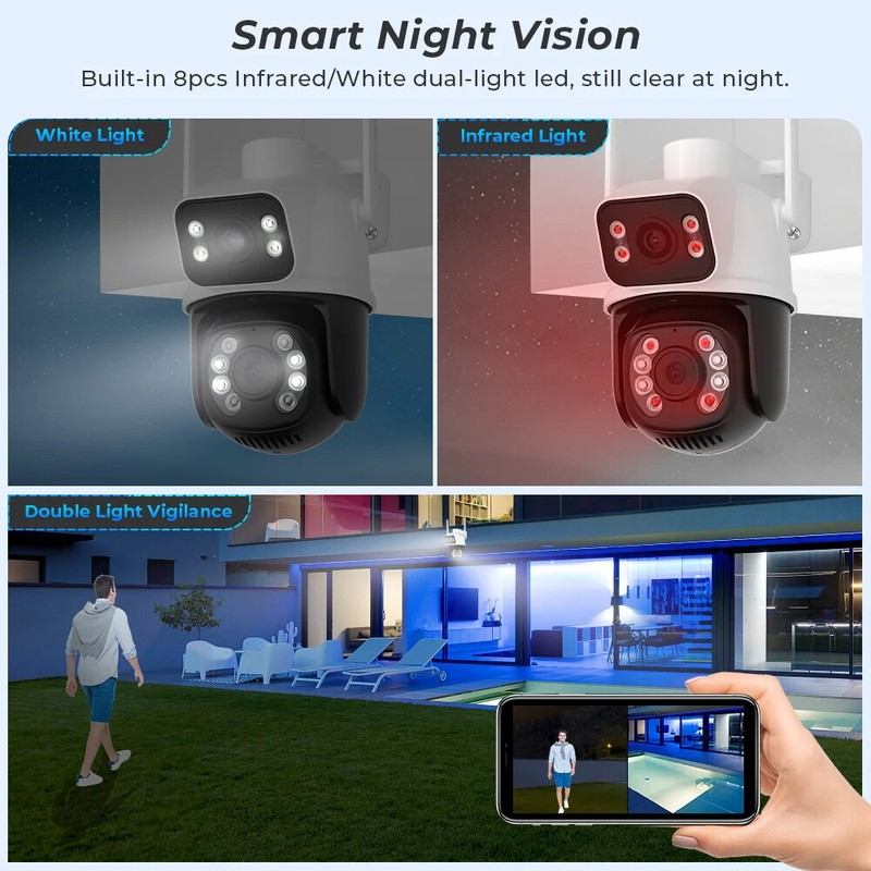 BESDER 8MP PTZ Wifi Outdoor Camera Night Vision Dual Screen 4MP Human Detection gallery
