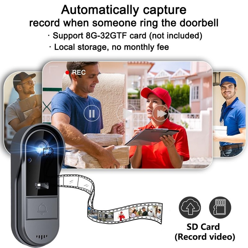 TKMARS Doorbell Camera Wireless No Subscription with Monitor for Home/Apartme... gallery