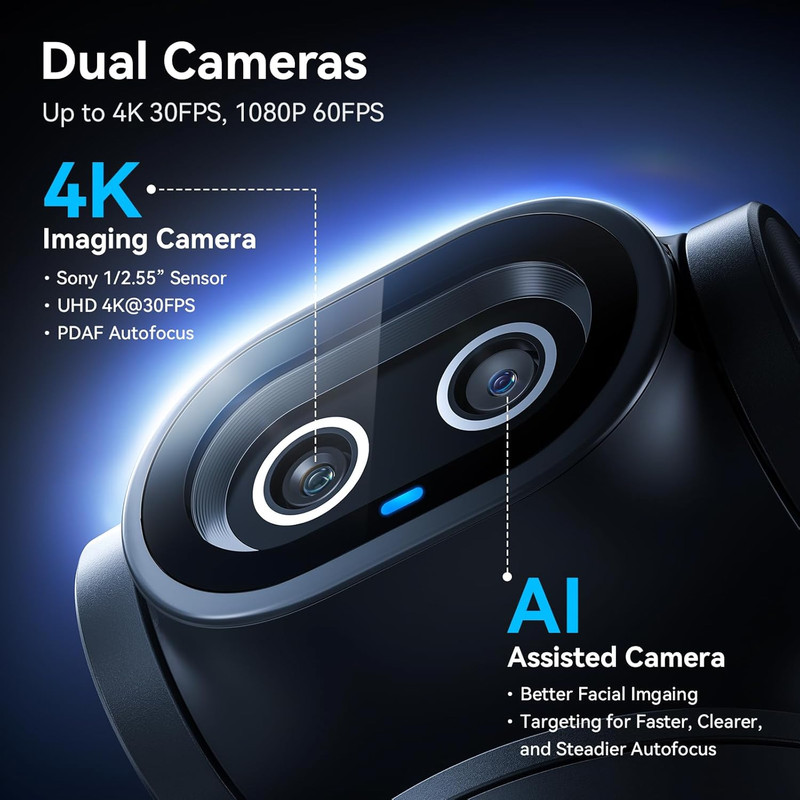 PIXY Dual-Camera Ai-Powered PTZ Camera 4K, AI Tracking, PDAF&AI Autofocus 0.2S, gallery