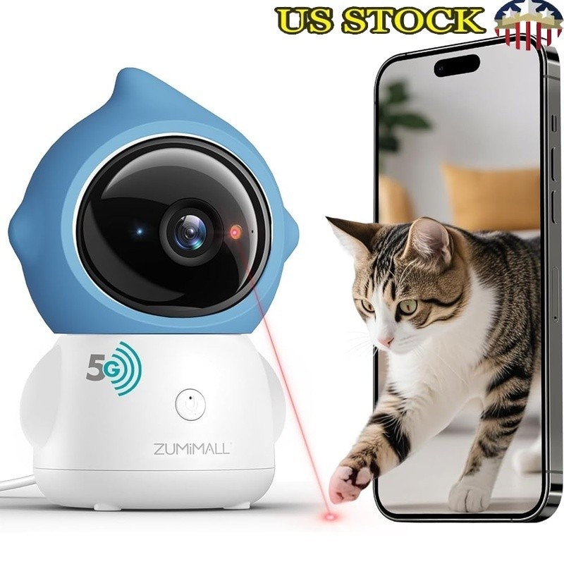 Pet Camera Laser Toy 3MP HD Motion Detection 2 Way Audio Tracking Cloud Storage