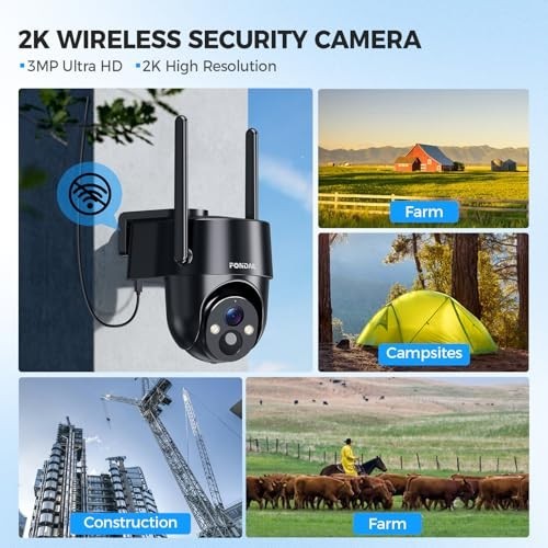 4G LTE Solar Security Camera - Wireless Outdoor, 2K Night Vision, 360° View, PIR gallery