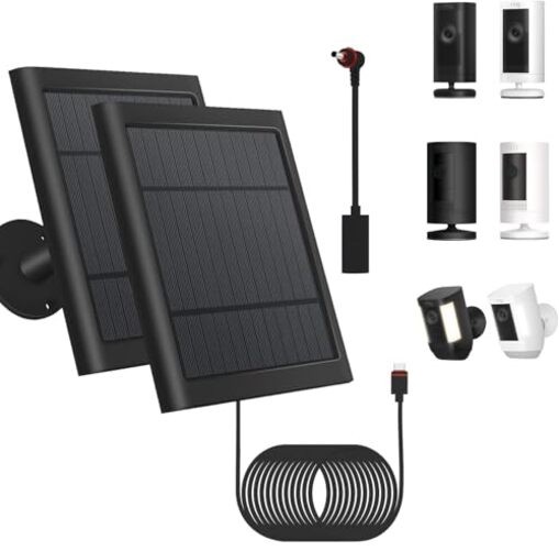 2 Pack - Solar Panel for Ring Security Camera Spotlight Cam Black Dark gallery