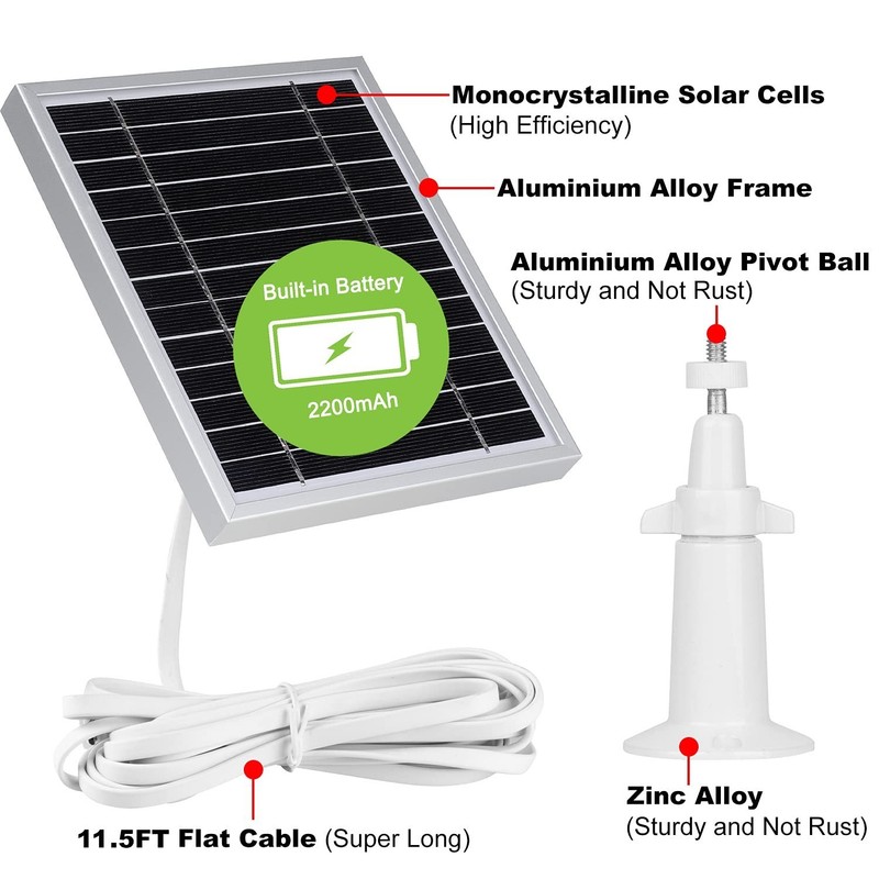 Solar Panel for SimpliSafe Outdoor Camera, Continuous Power Supply, Durable AL A gallery