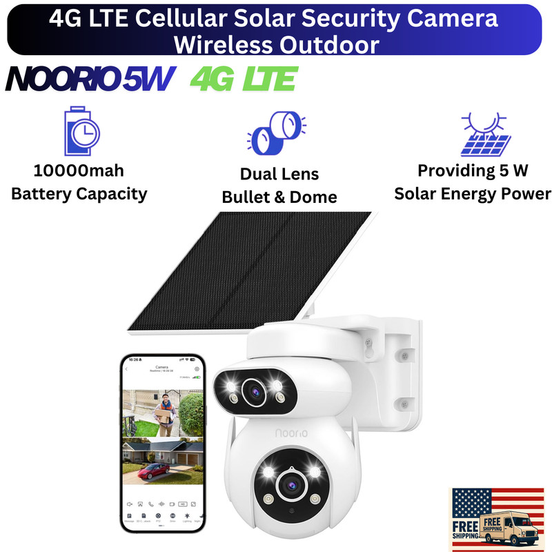 Noorio 4G LTE Solar Security Camera – Wireless Outdoor Home Surveillance