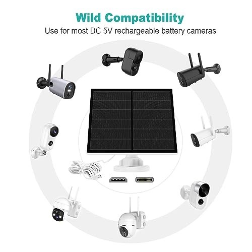 Solar Panel for Security Camera 5W USB Micro USB USB-C Rechargeable Battery gallery