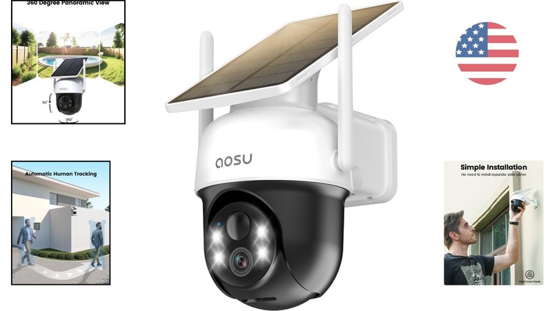 Solar Powered Wireless Outdoor Camera - 360° Smart Security with 2K Night Vision gallery