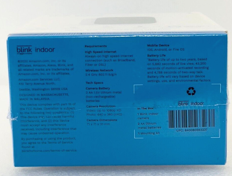 Blink Indoor Add-on Security Camera (Sync Module Required) BCM00410U, NEW gallery