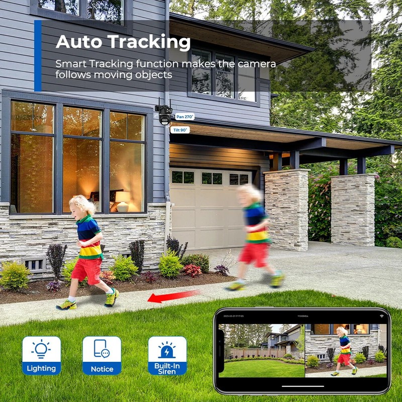 8MP 4K Wifi Security Camera HD Outdoor Surveillance Auto Tracking Night Vision gallery