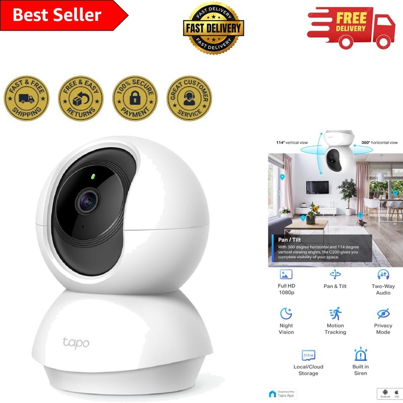 360° Indoor Security Camera Tapo C200: Night Vision, 2-Way Audio, Motion Alerts