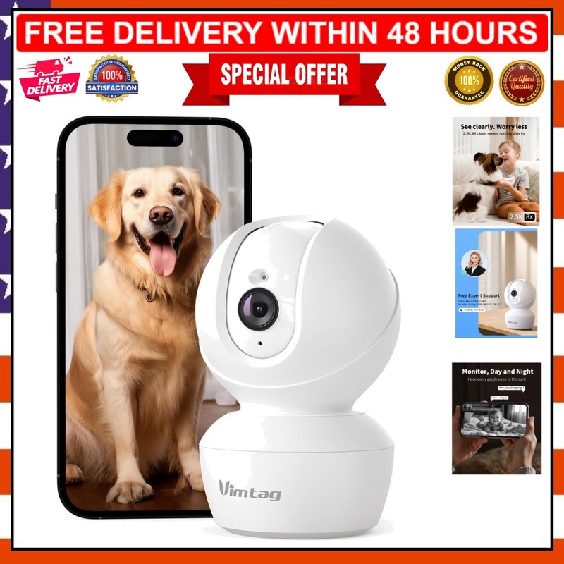 AI-Powered Pet Camera with 2-Way Audio & HD Night Vision for Home Monitoring