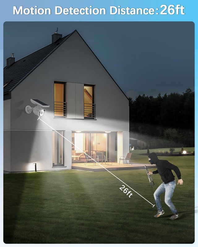 WEILAILIFE Solar Motion Sensor Simulated Cameras Outdoor Wireless Security Flood gallery
