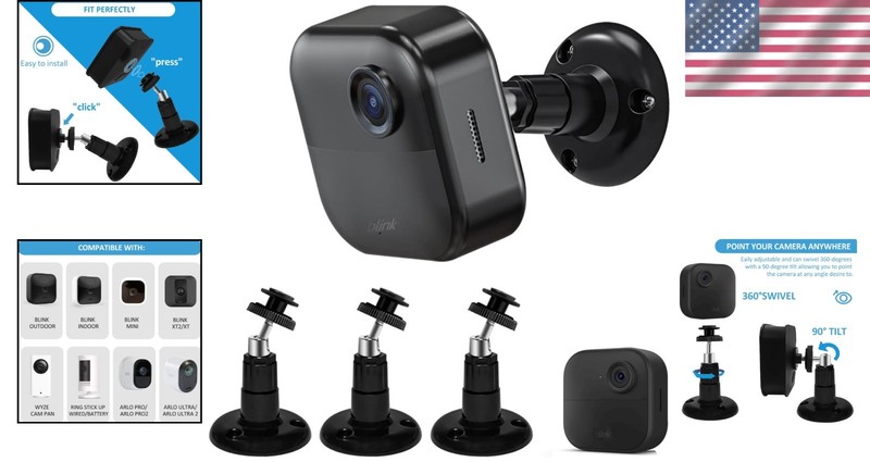 Black Wall Mount Bracket for Blink Outdoor Cameras with 360 Degree Adjustability gallery