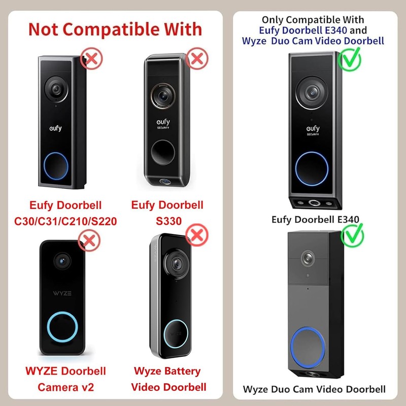 No-Drill Adjustable Mounting Bracket Anti-Theft Video Doorbell Eufy E340 Wyze gallery