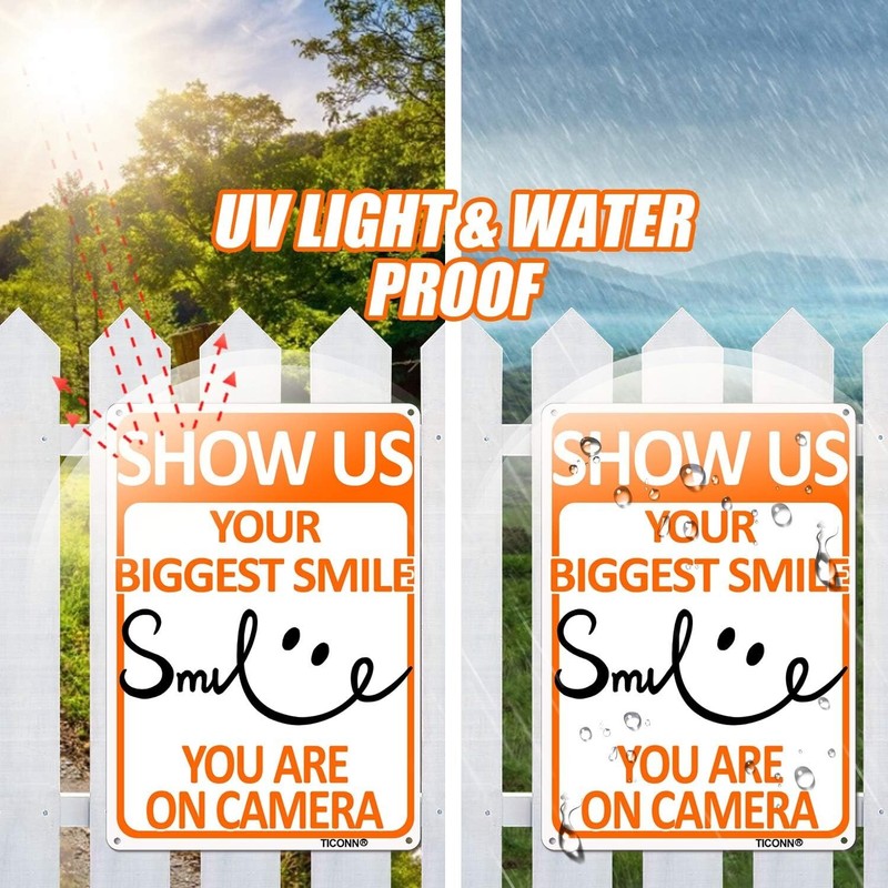 4-Pack Smile You're on Camera Sign Video Surveillance Portrait 10 x 7 Inches gallery