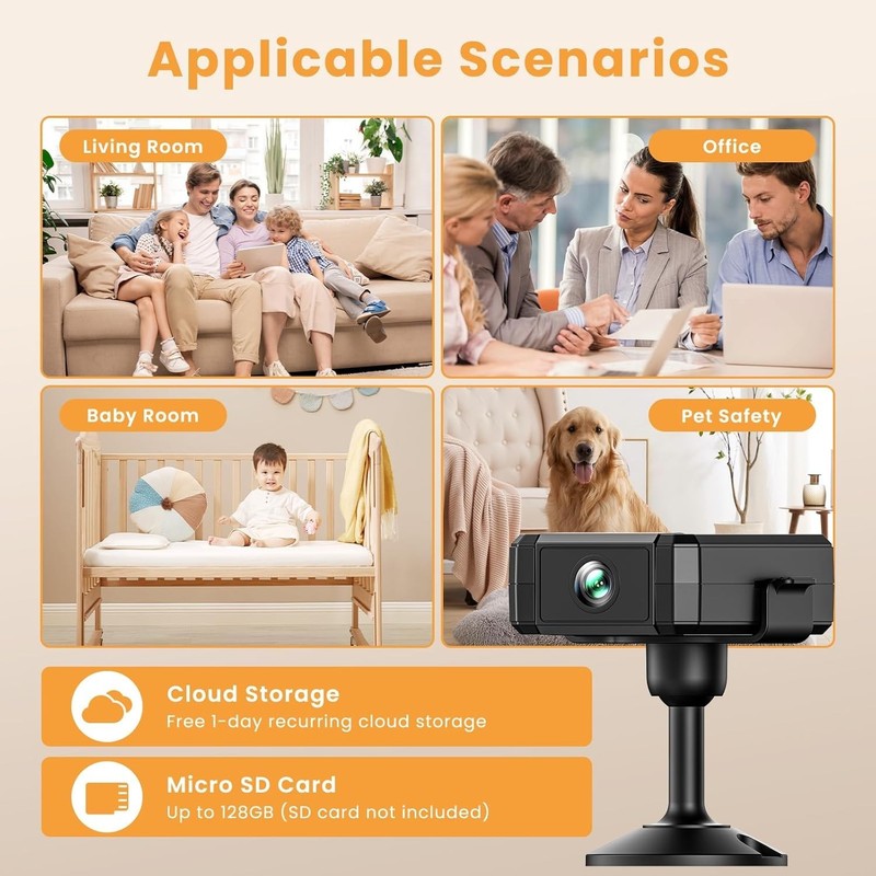 2026 Mini Wireless Security Camera 1080P HD with Night Vision – Portable & Smart gallery