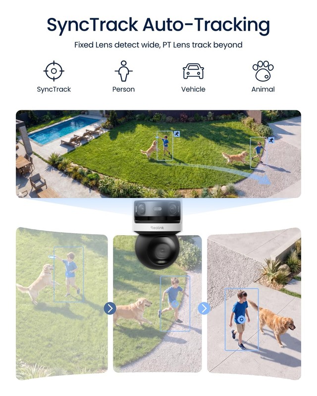OMVI 3i WiFi 18MP 4K Triple Lens Outdoor Security Camera 180° Panoramic PTZ gallery
