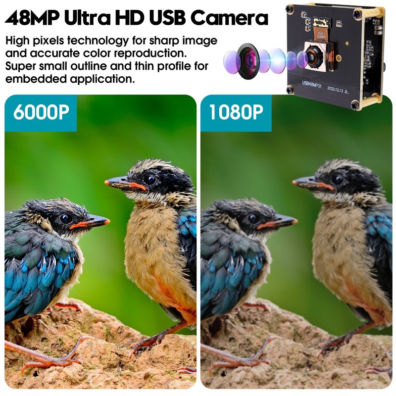48MP Webcam USB Autofocus 8000X6000P UHD 70 Degree No Distortion Camera Module gallery