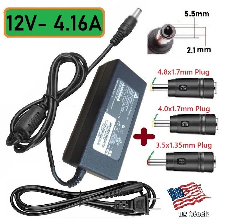 12V 4.16A 50W Power Supply 5.5 x2.1mm For Delta ADP-50DR A AC + 3 DC Power Plug