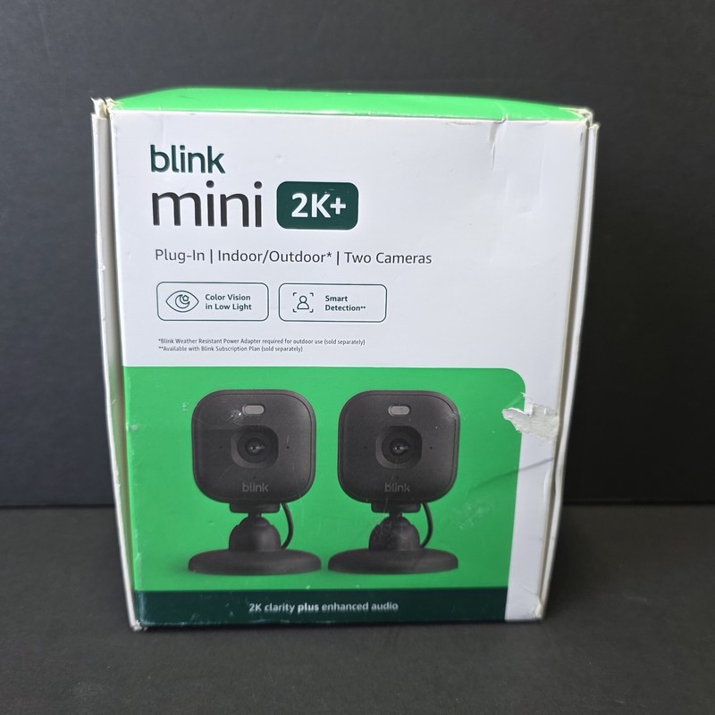 Blink Mini 2K+ Compact Smart Plug In Security Camera Black Color Night Vision