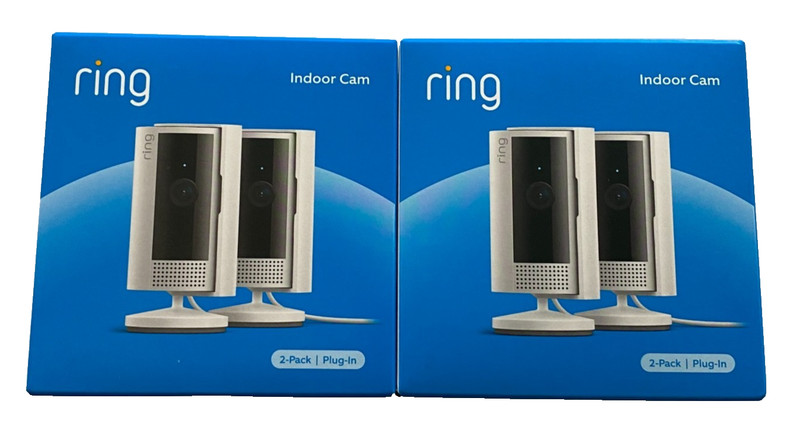 Lot of 2 Ring Indoor Cam 2-Pack Plug-In Camera Sets, 2nd Gen, New In Box, Sealed