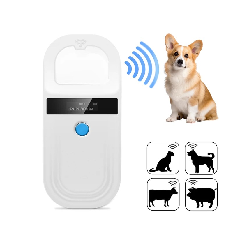 Pet Microchip Scanner ISO11784/85/FDXB/EMID Handheld Reader 134.2kHz White