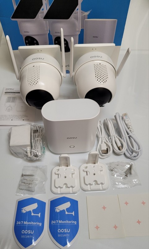 AOSU Security Cameras Outdoor Wireless 2 Cam-Kit, No Subscription, Solar-Powered gallery