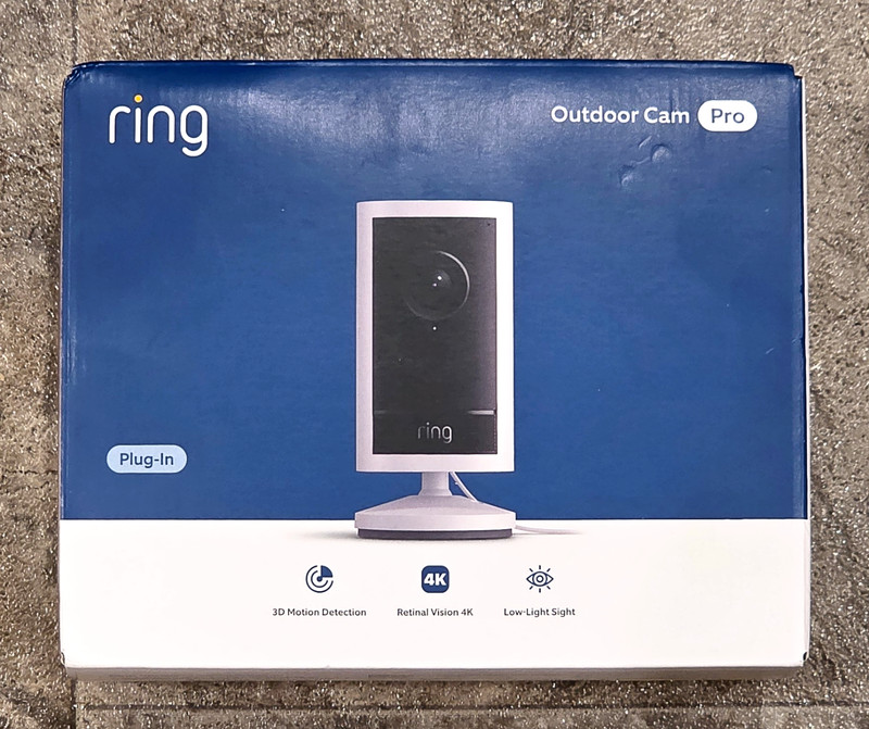 Ring Outdoor Cam Pro Retinal 4K Plug-in Camera 10x Zoom, White ,New+Sealed