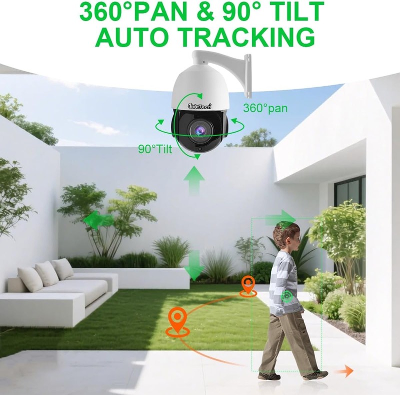 JideTech 5MP POE PTZ Camera 20X Optical Zoom 100m IR Auto Tracking Two-Way Audio gallery